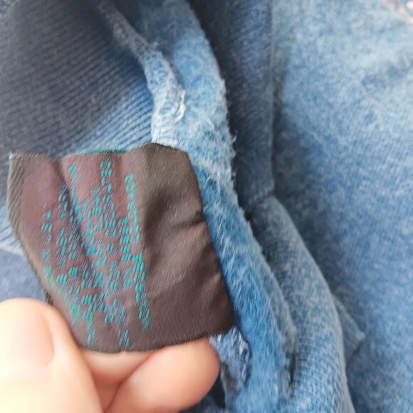 Women's Medium Vintage Sweatshirt Habitat Embroidered Floral Denim Collared Neck - Picture 8 of 8